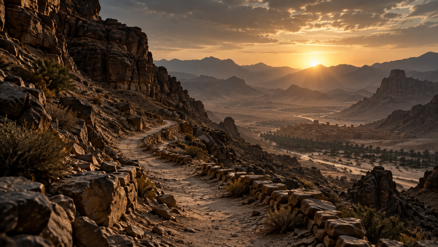An ancient road through the Arabian desert